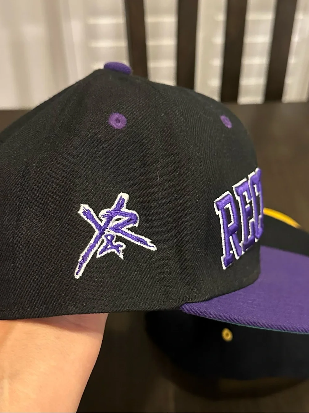 2 -Young & Reckless Block Letter Snapback Hats - Black/Yellow & Black/Purple